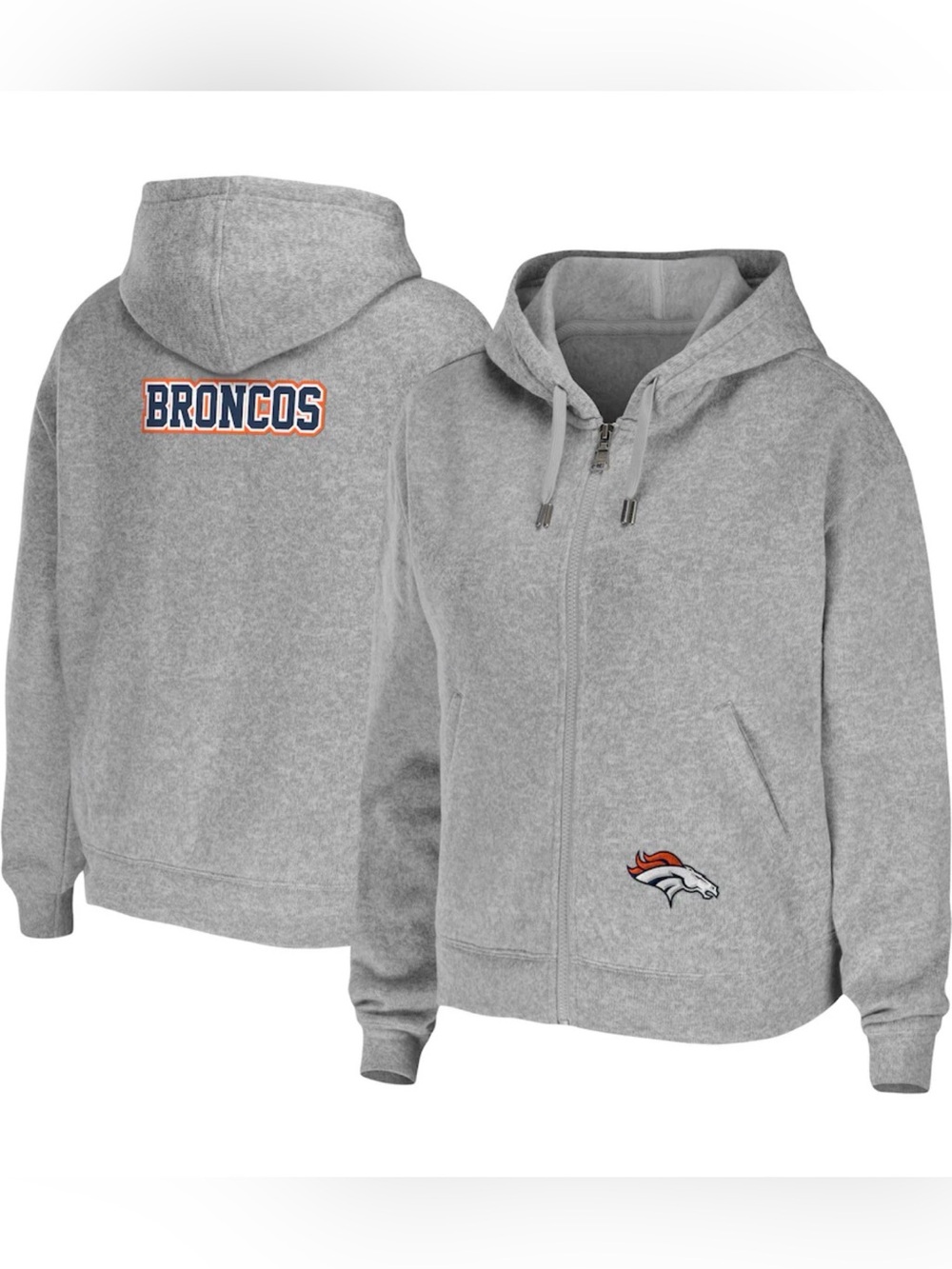 Denver Broncos Women's Gray Full-Zip Hoodie 1X